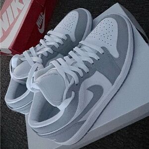 Nike Air Jordan 1 Low White and Gray Low-Top Sneakers